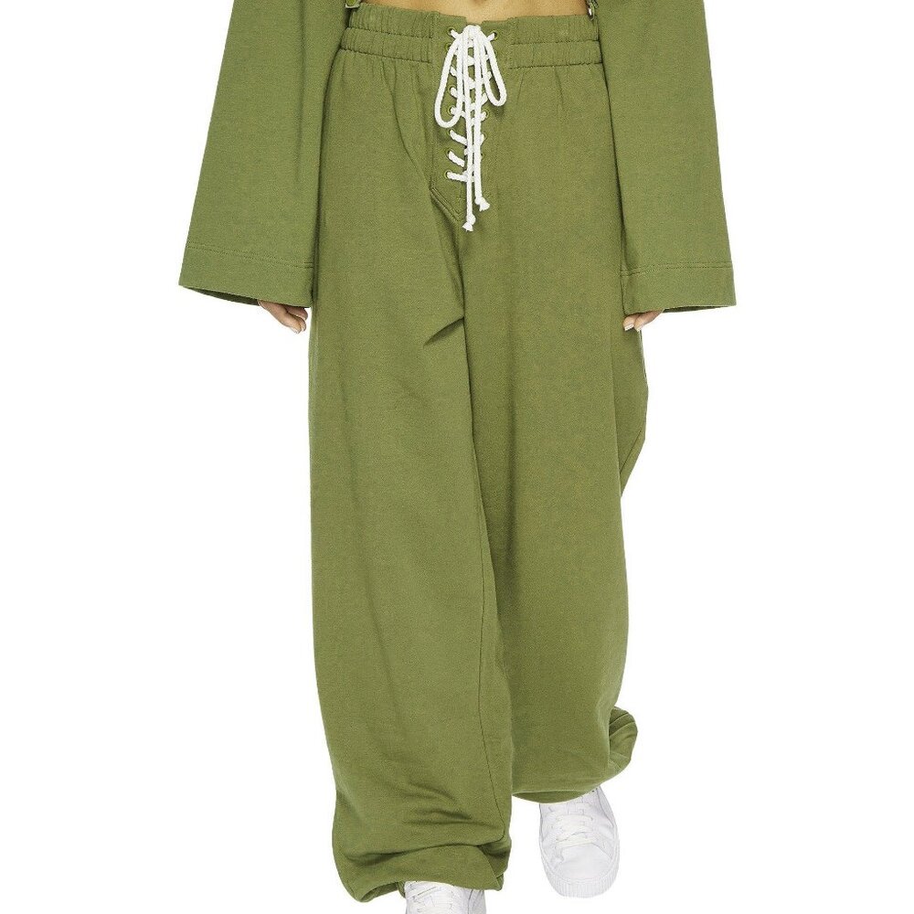 NWT Puma Fenty By Rihanna Green Lace Up Sweatpants, Size XS